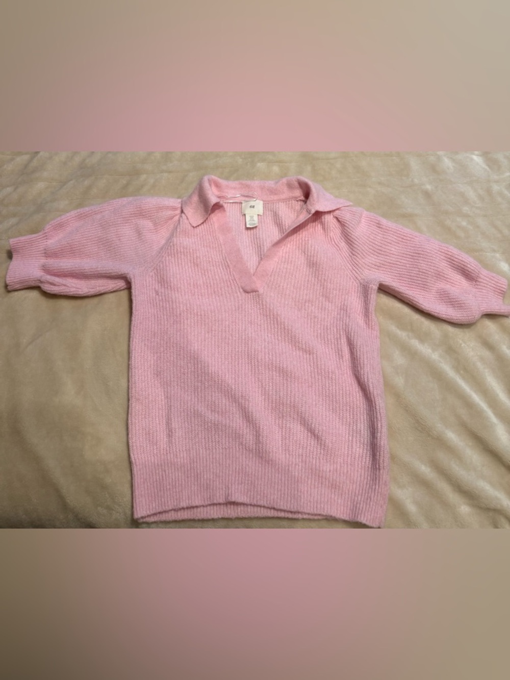 H&M Light Pink Short Sleeve Knit Polo Top
